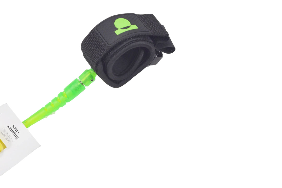 Summer vibes Session Bodyboard Wrist Coil Leash - Green Fluro - Summer vibes