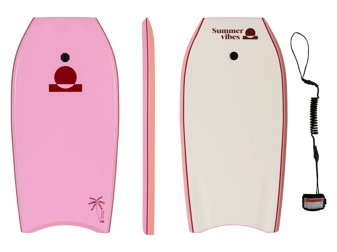 Summer vibes Sessions Bodyboard With Coil - Pink white
