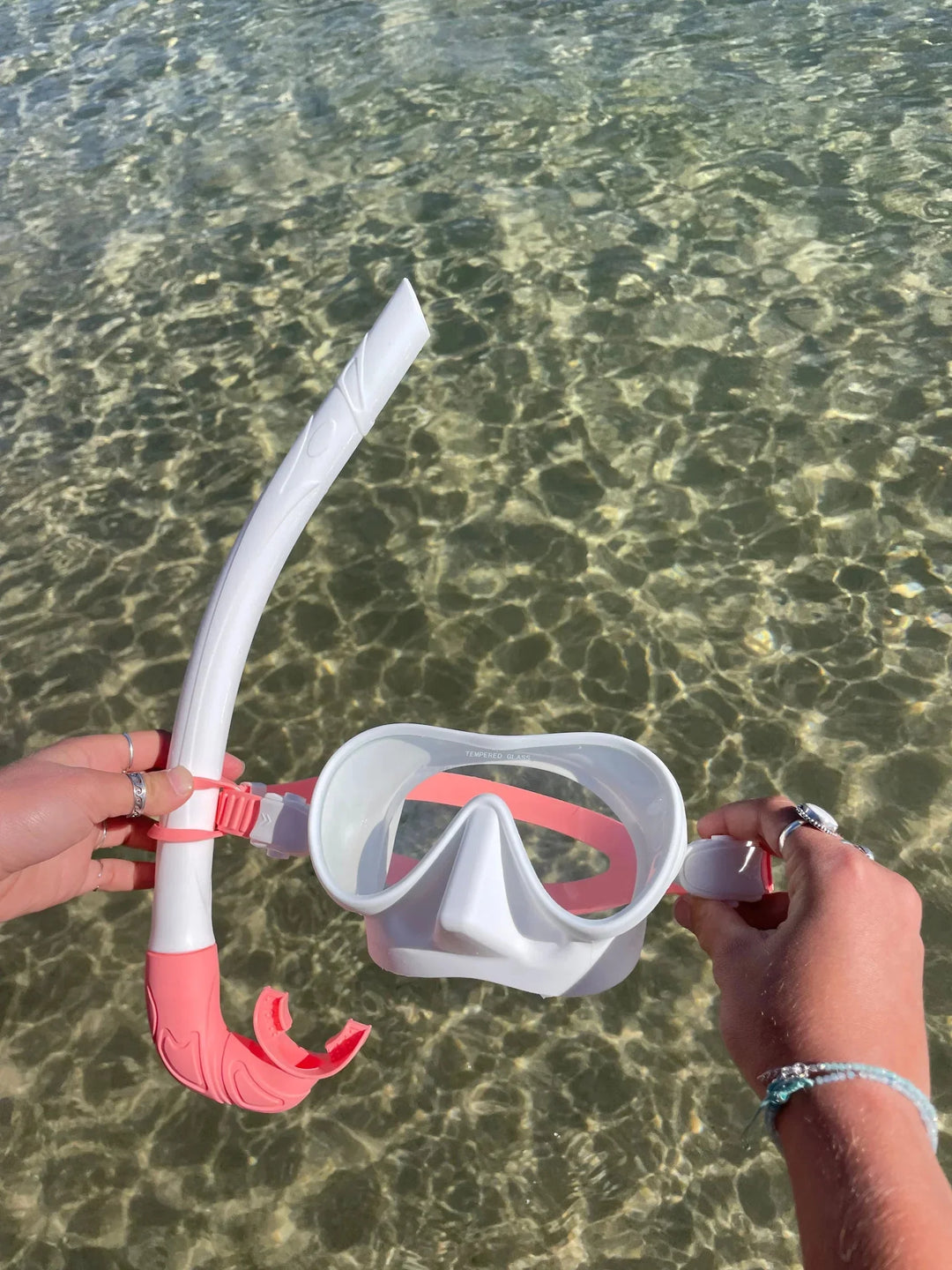 Seaside ave Mask & Snorkel Set - White wash Coral Candy Combo