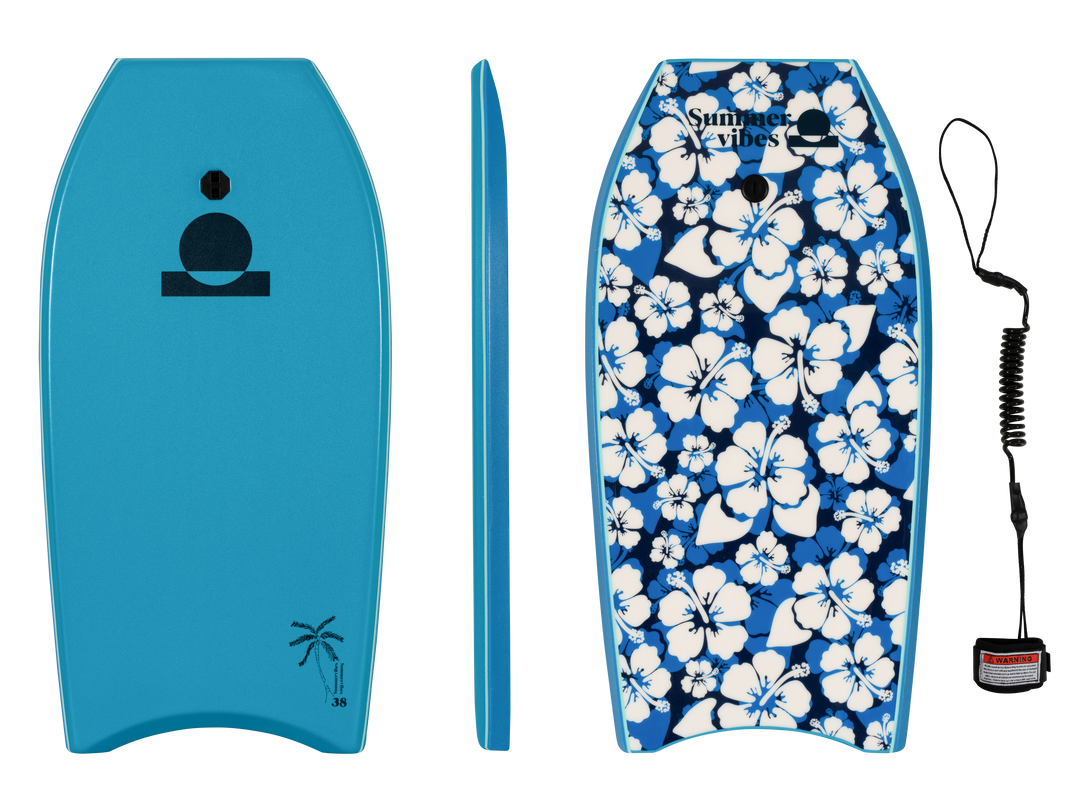 Summer vibes Sessions Bodyboard With Coil - Blue floral