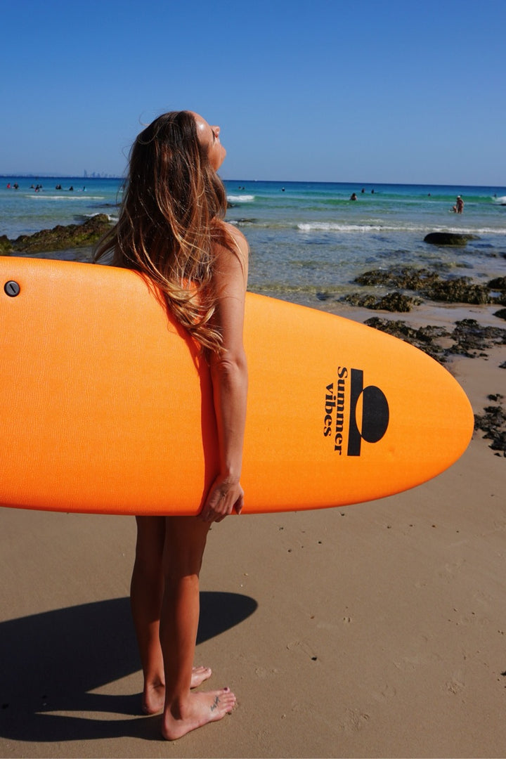 Summer vibes Mini Mal 7' Softboard - Orange White