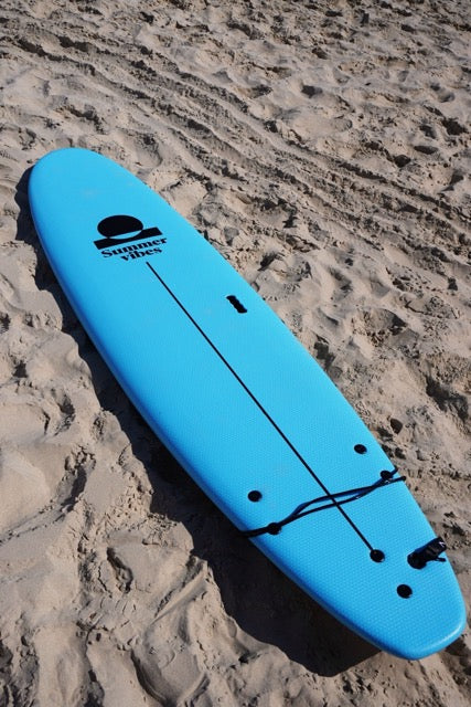 Summer vibes Surf School Rental Softboard with Handle - Blue white