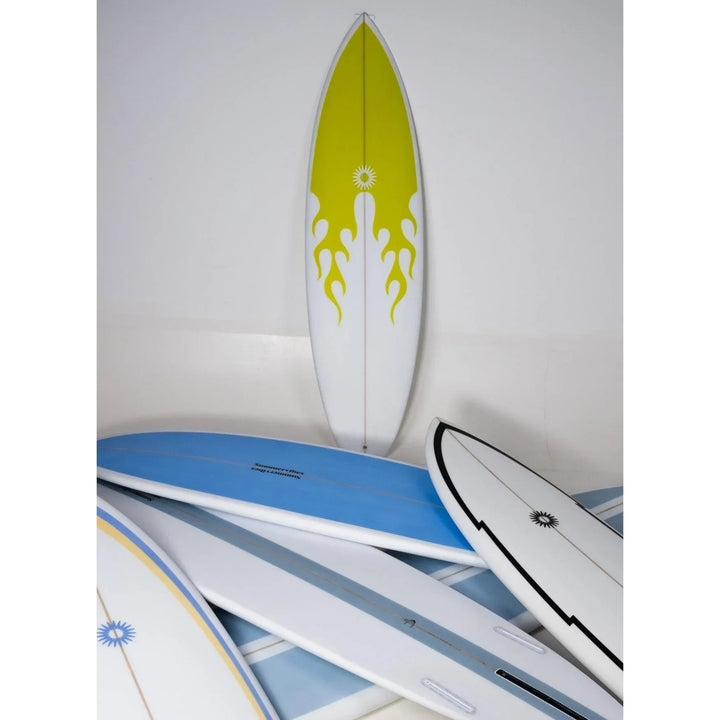 Summer Vibes Grom Youth Shortboard Surfboard - Yellow flame