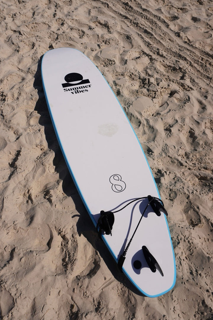 Summer vibes Surf School Rental Softboard with Handle - Blue white
