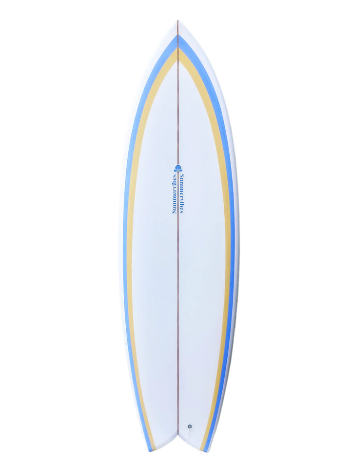 Summer vibes Fish Swallow Tail Surfboard - Blue / Tan