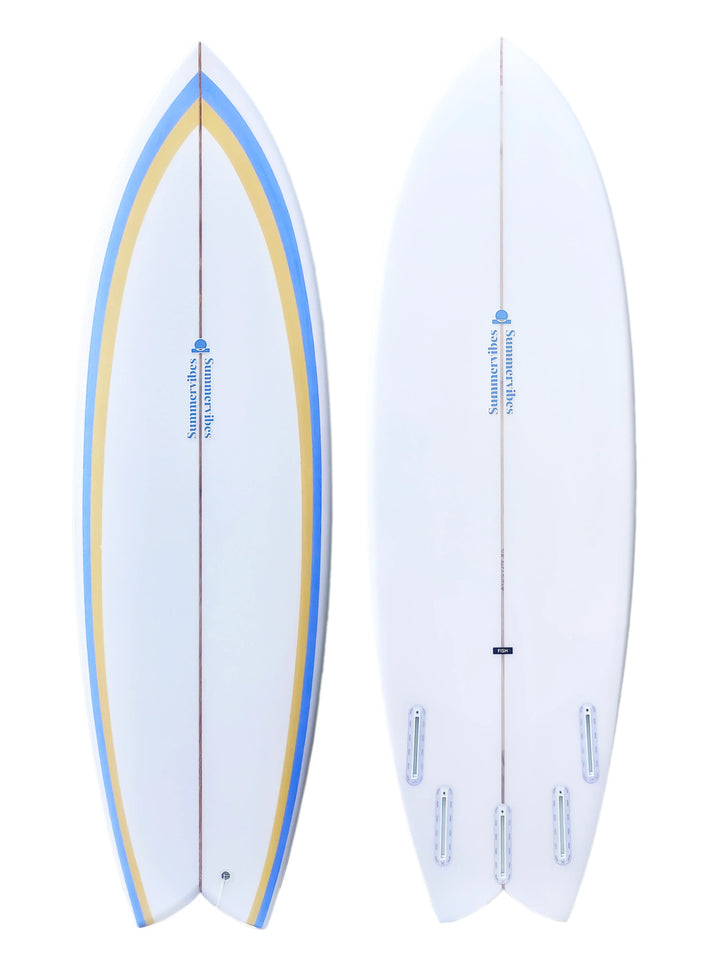 Summer vibes Fish Swallow Tail Surfboard - Blue / Tan