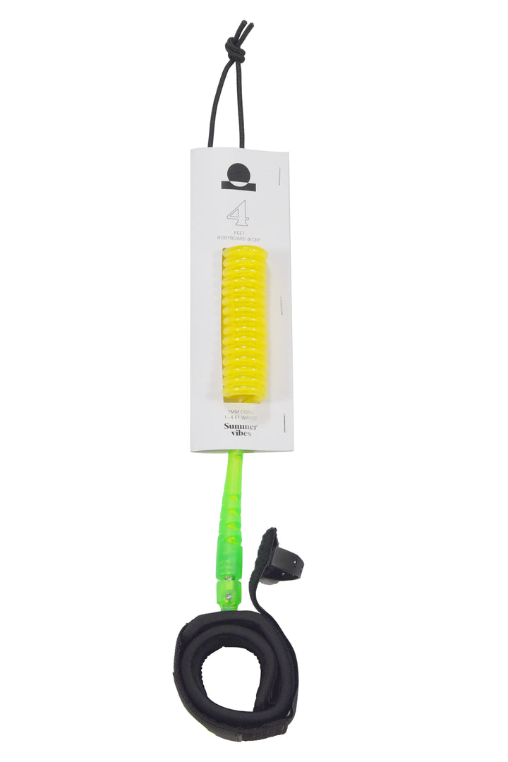 Summer vibes Session Bodyboard Bicep Coil Leash - Green Fluro