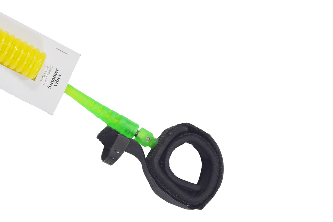 Summer vibes Session Bodyboard Wrist Coil Leash - Green Fluro