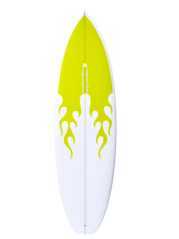 Summer Vibes Grom Youth Shortboard Surfboard - Yellow flame