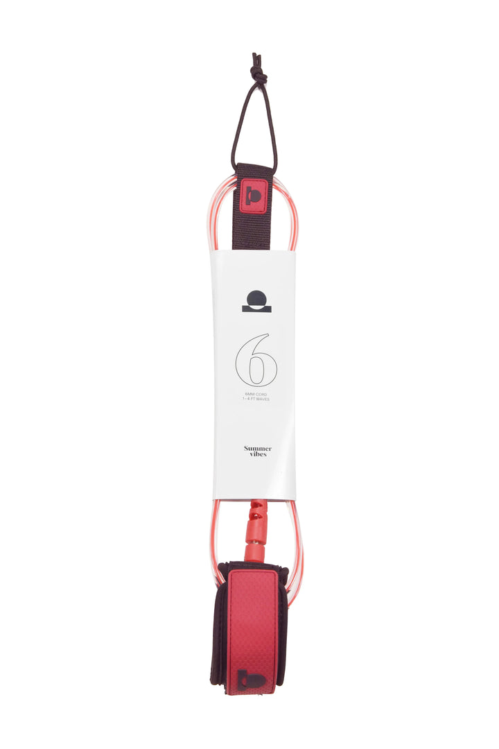 Summer Vibes Session 6ft Surfboard Leash Leg rope - Red Clear