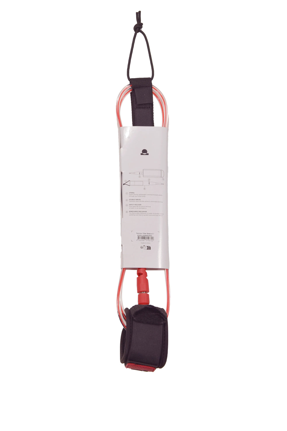 Summer vibes Session 5ft Surfboard Leash Leg rope - Red Clear