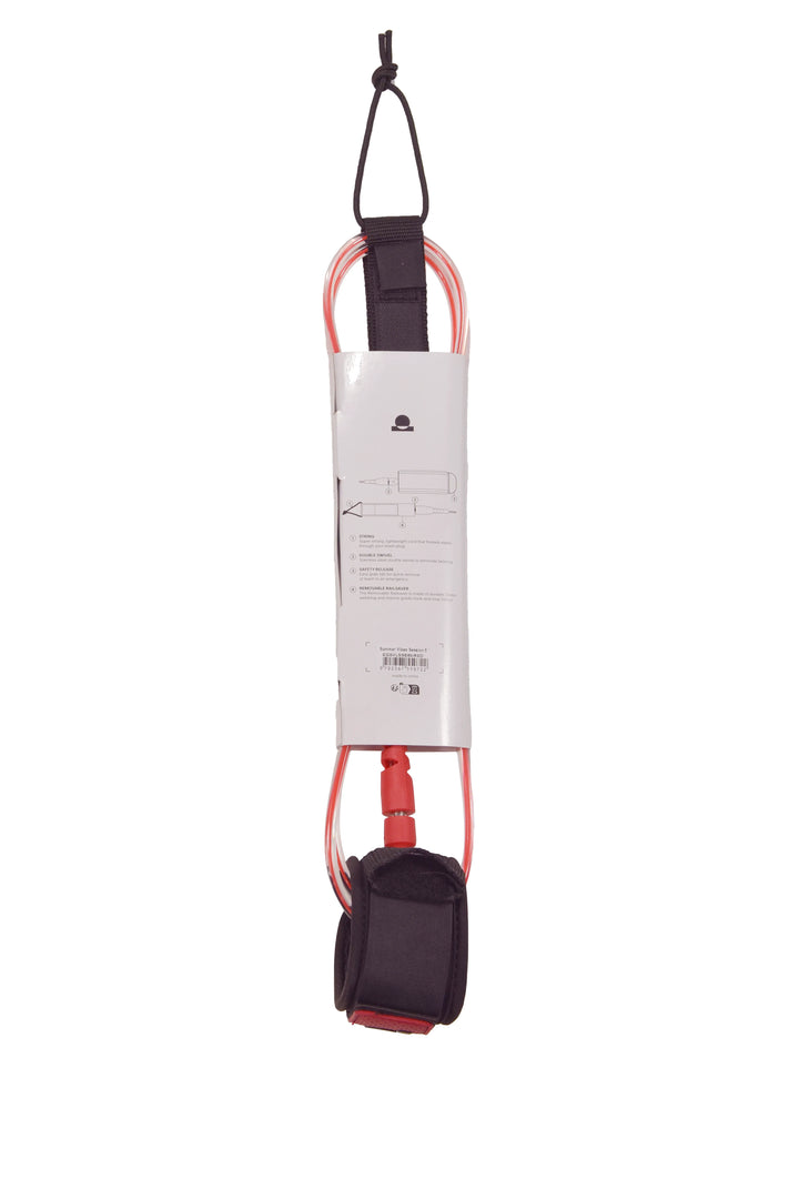 Summer Vibes Session 6ft Surfboard Leash Leg rope - Red Clear