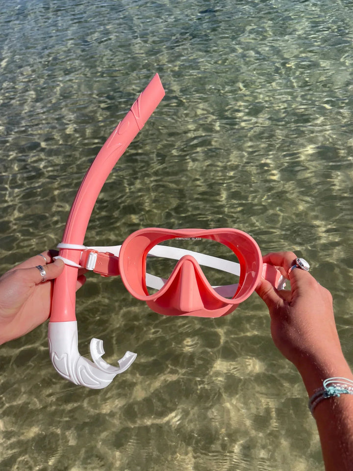 Seaside ave Mask & Snorkel Set - Coral White wash Candy Combo