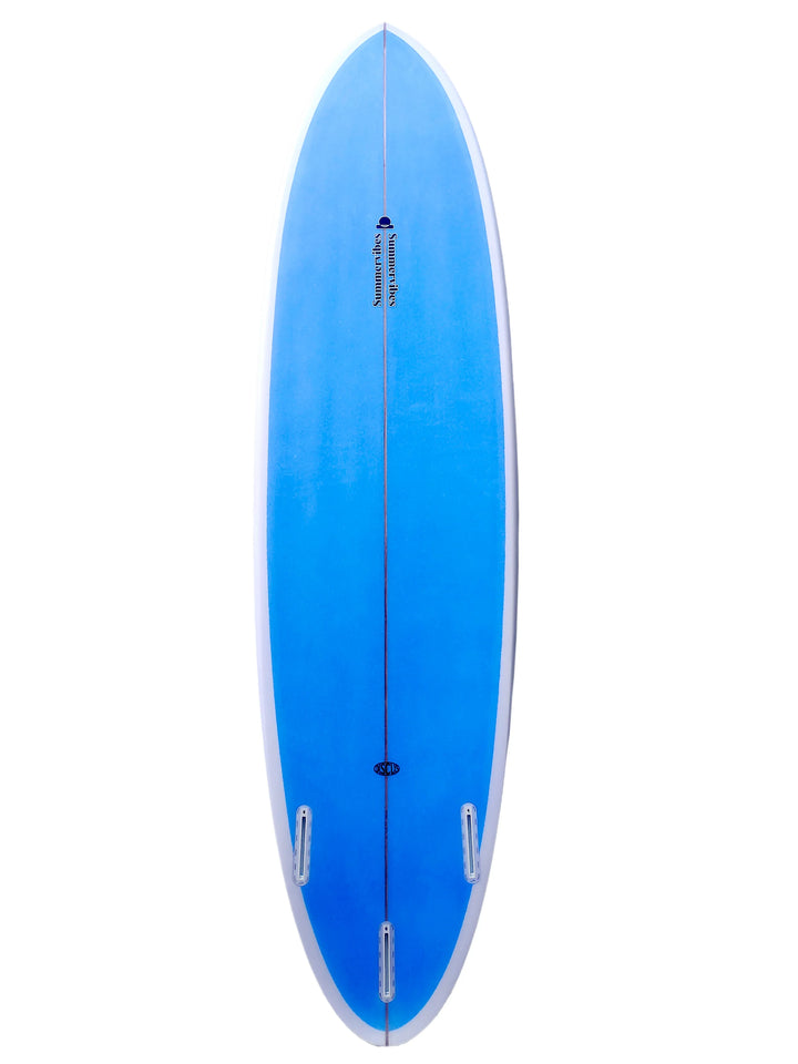 Summer vibes Discus Egg Round Tail Surfboard - White Blue