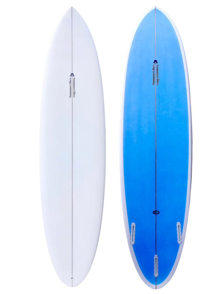 Summer vibes Discus Egg Round Tail Surfboard - White Blue