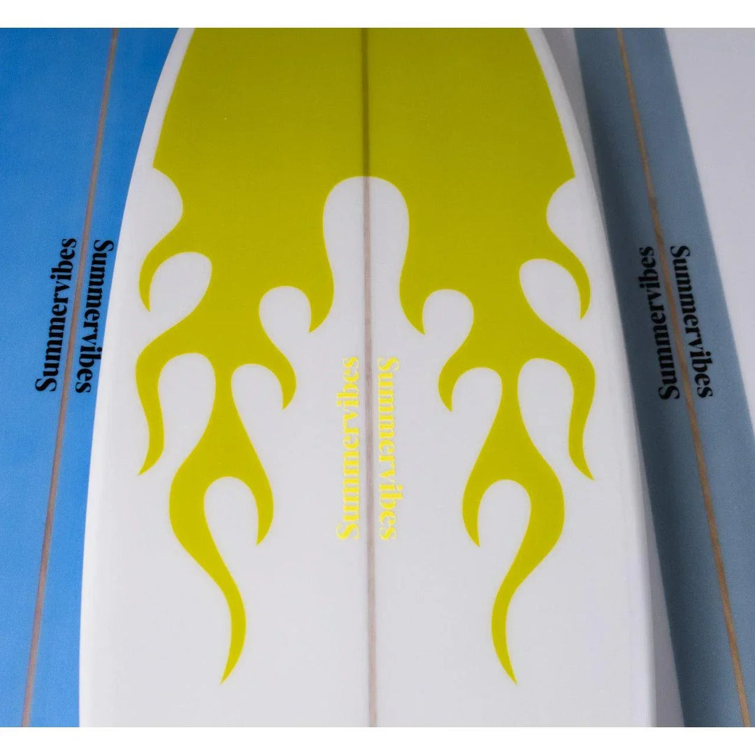 Summer Vibes Grom Youth Shortboard Surfboard - Yellow flame
