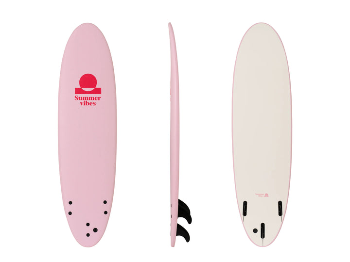 Summer vibes Mini Mal 8' Softboard - Pink white