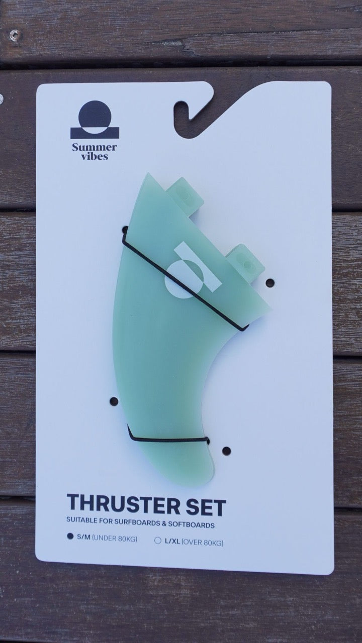 Summer Vibes Session Thruster Surfboard Fins (set of 3) L XL Dual Tab FCS1 - Clear