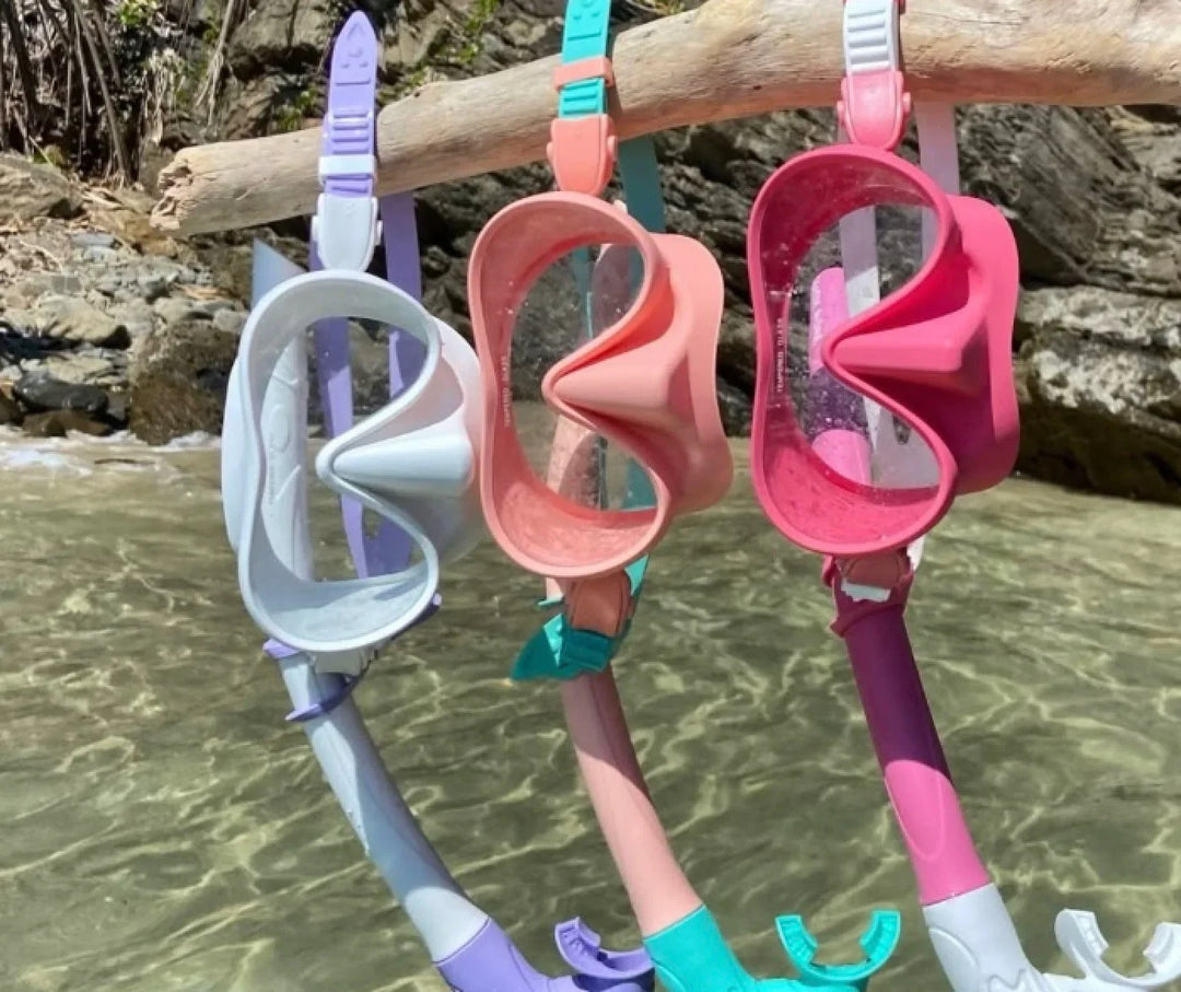 Seaside ave Mask & Snorkel Set - White wash Purple Candy Combo