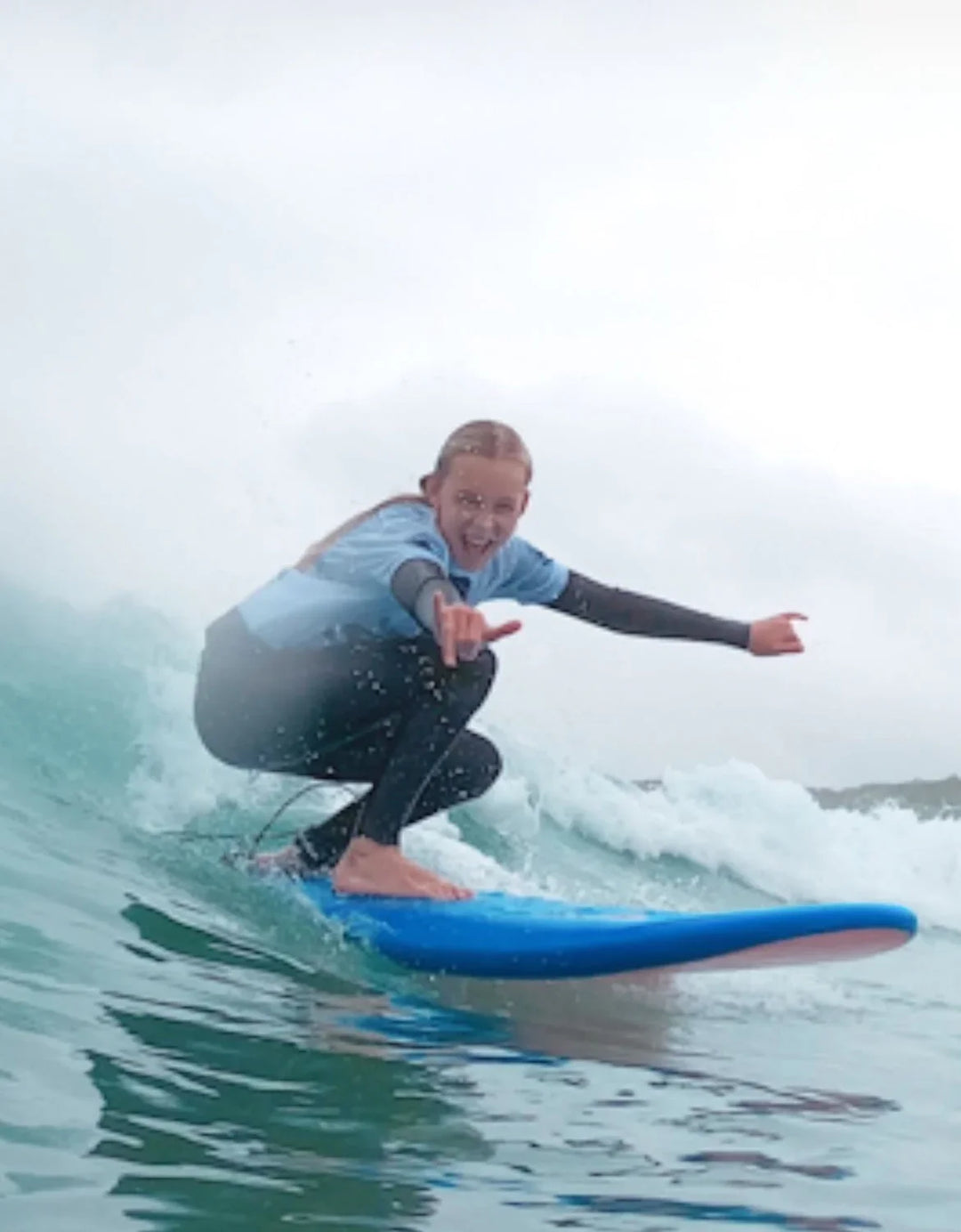 Summer vibes Surf School Rental Softboard with Handle - Blue white