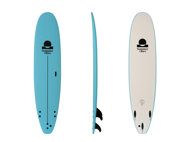 Summer vibes Surf School Rental Softboard with Handle - Blue white