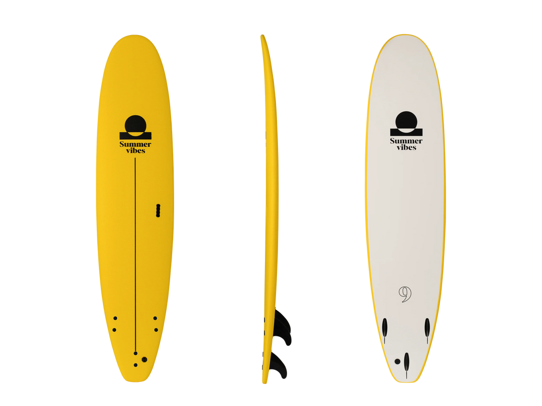 Summer vibes Beginner School Rental Softboard with Handle - Yellow white