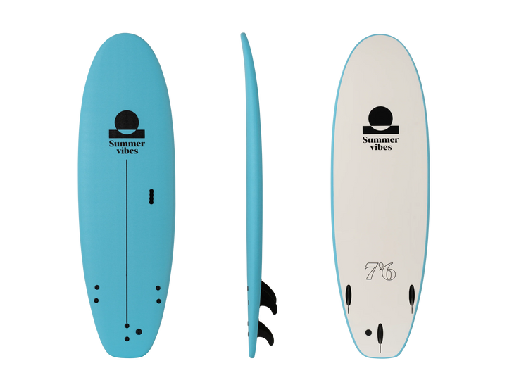 Summer vibes School Rental Widebody Softboard With Handle - Blue white