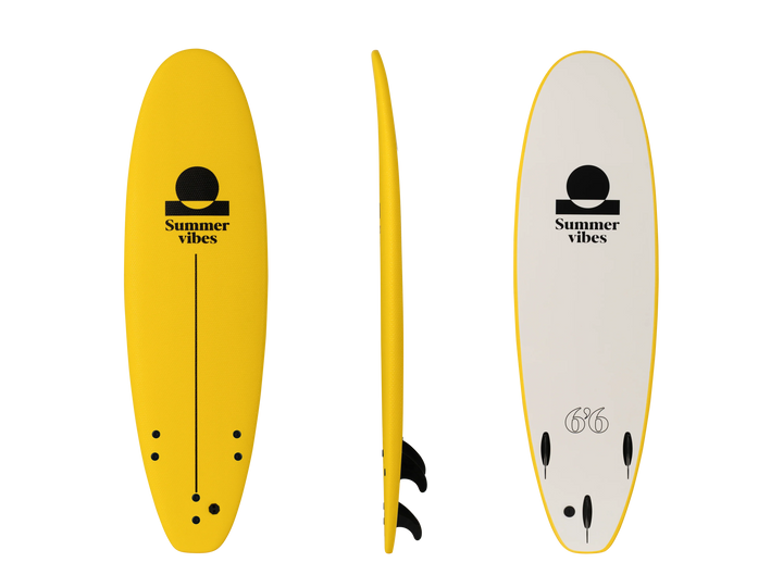 Summer vibes Beginner School Rental Softboard with Handle - Yellow white