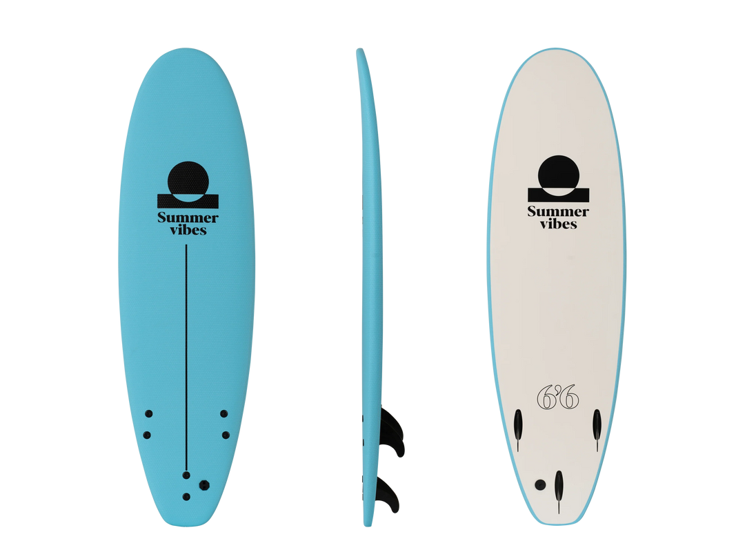 Summer vibes Surf School Rental Softboard with Handle - Blue white