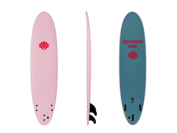 Summer vibes x Seaside Ave limited edition Mini Mal 8' Softboard - Pink Blue