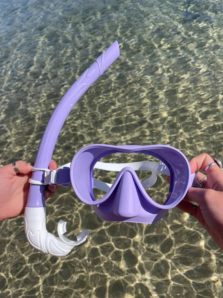 Seaside ave Mask & Snorkel Set - Purple White wash Candy Combo