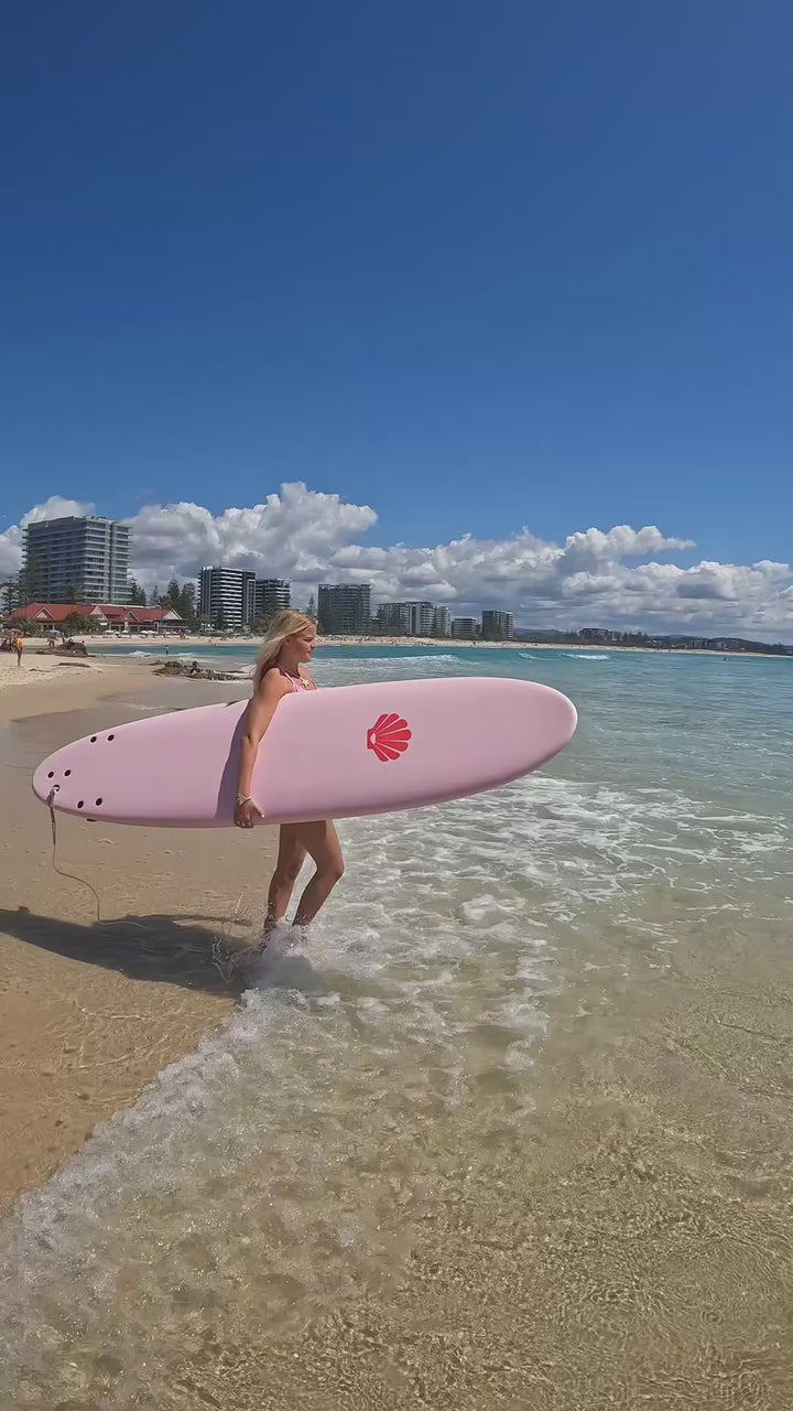 Summer vibes x Seaside Ave limited edition Mini Mal 8' Softboard - Pink Blue
