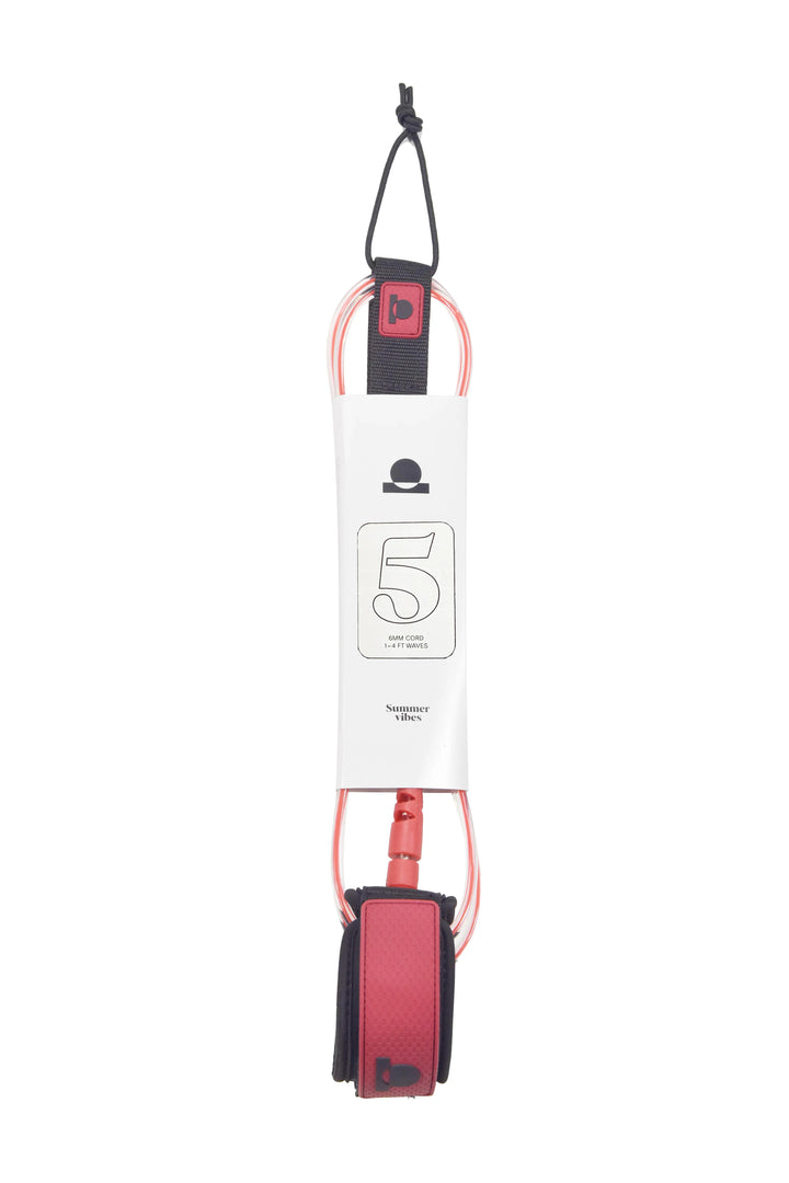 Summer vibes Session 5ft Surfboard Leash Leg rope - Red Clear