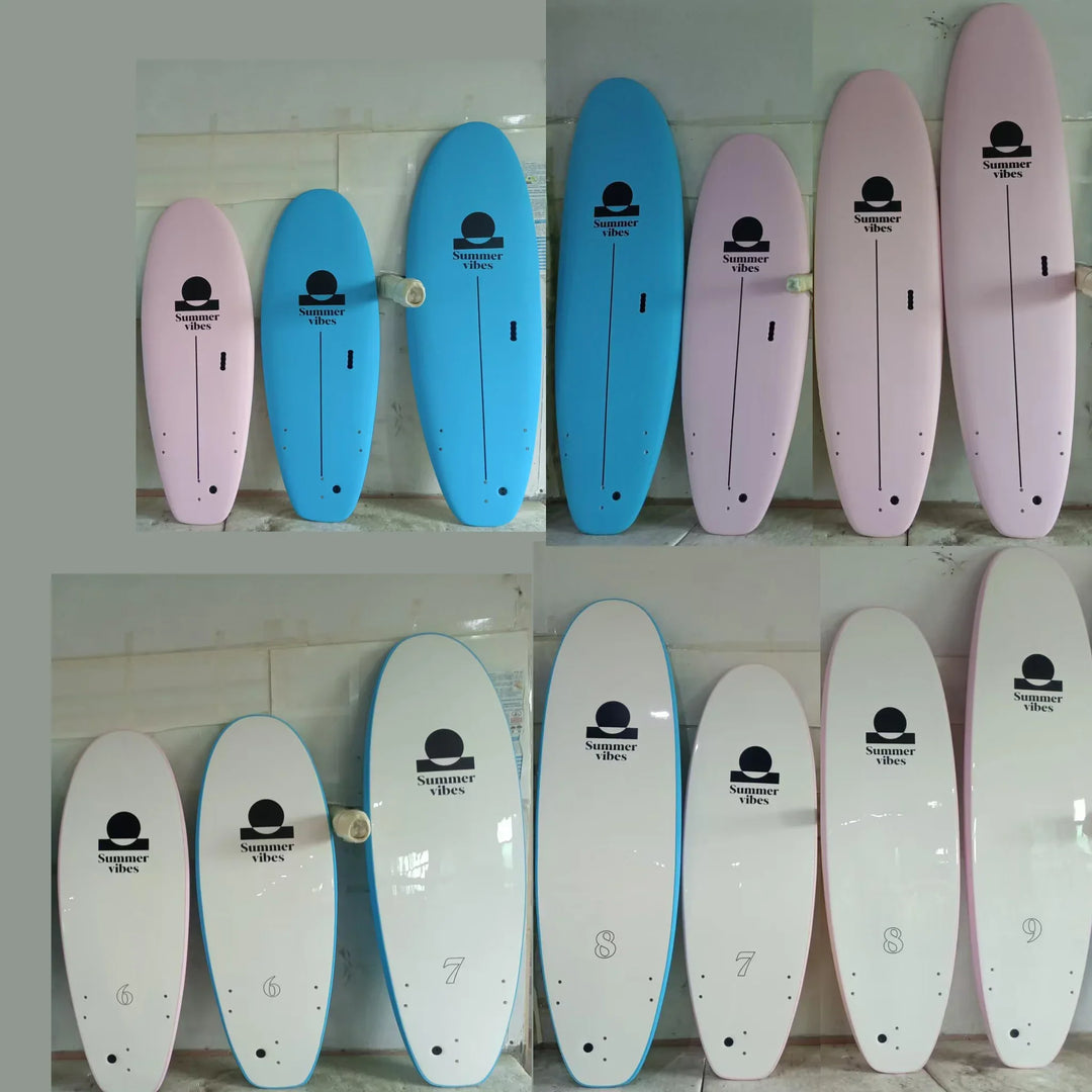 Summer vibes School Rental Widebody Softboard With Handle - Blue white